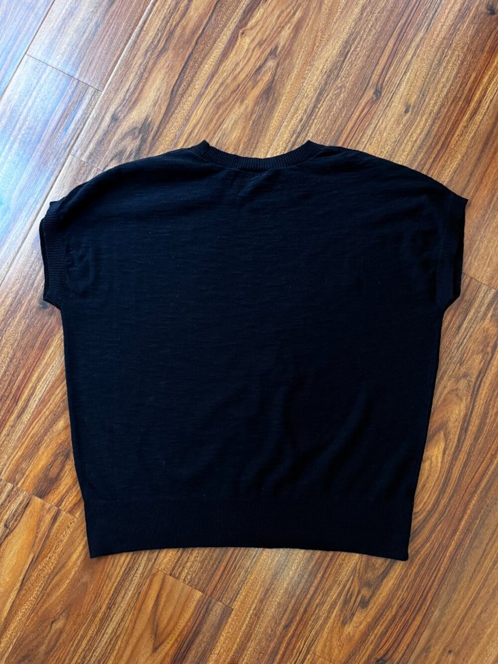 LOFT Lightweight 100% Cotton Cap Sleeve Sweater Black L - Picture 2 of 2